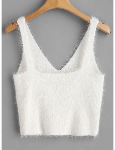 Vest Textured V Neck Sweater - White S