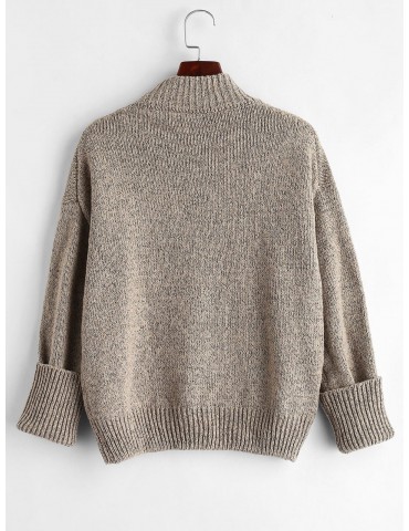Plain Heathered Pullover Sweater - Multi