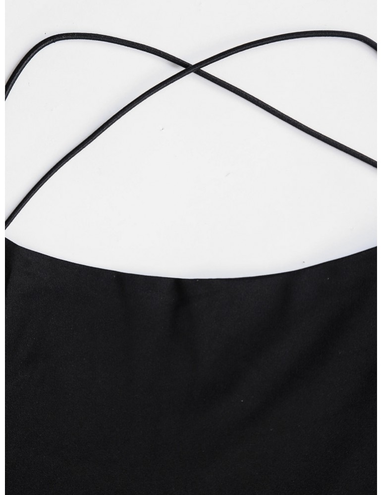 Backless Criss Cross Bodycon Cami Dress - Black Xl