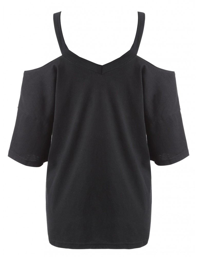 Plus Size Cold Shoulder T-shirt - Black 5xl