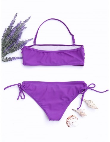 Ruffles Tiered Kids String Swimwear - Purple 5t