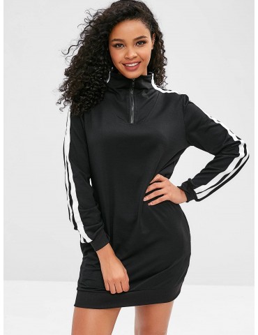  Pullover Sweatshirt Dress - Black S